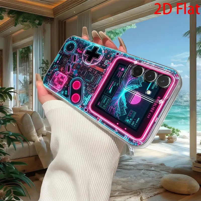 2D Flat Retro Neon Arcade Game Pattern Phone Case, Shockproof Soft Cover, Compatible with Iphone 17/16/15/14/13/12/11/X/XS/XSMAX/XR/7P/8P/17E and Various Samsung Phones, a Holiday Gift for Friends, Family, or Yourself