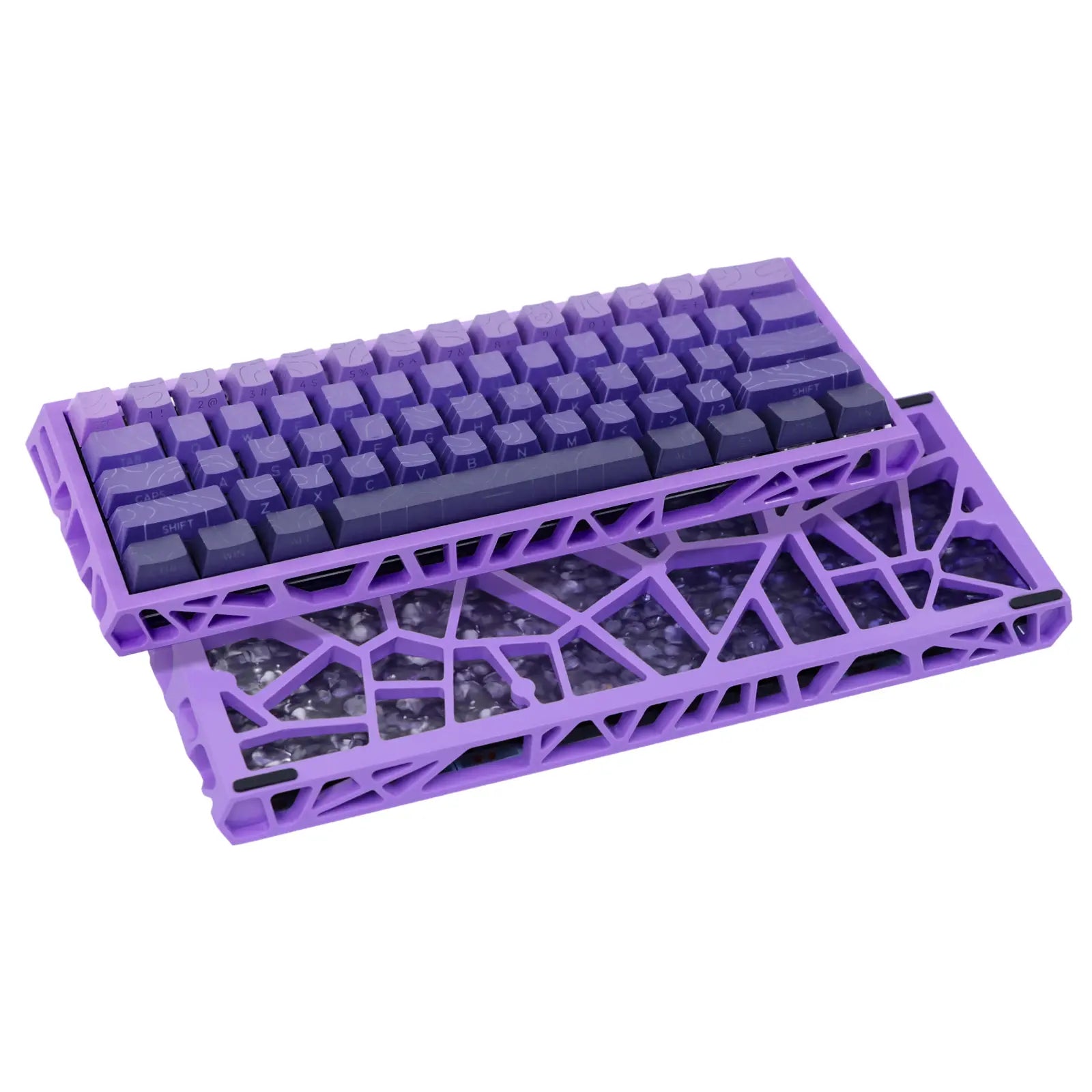 61-Key Gaming Keyboard — Desktop Setup: Gradient Color Scheme, Hot-Swappable Hollow Design, RGB Backlighting, Ultra-Compact Wired Design, Red Switches, Compatible with Windows/Macos, Suitable for Office and Gaming