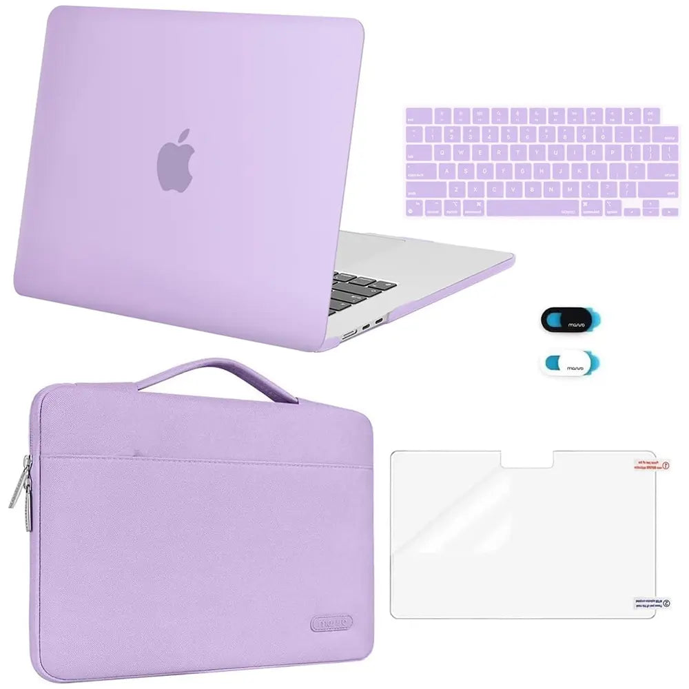 MOSISO Compatible with Macbook Air 15 Inch Case M5 2026 M4 2025 M3 M2 2024 2023 A3448 A3241 A3114 A2941,Protective Hard Shell&Carrying Sleeve Bag&Keyboard Cover&Webcam Cover&Screenfilm, School, Commuting, Daily Protection, Screen Protector, Plastic, Polyc