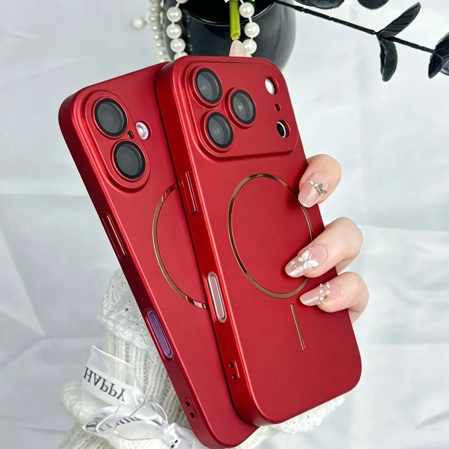 Matte Red Magsafe Smartphone Casing - Protector for Iphone 17,16,15,14,13 Pro Max,Pro,Plus,Full Camera Protection,Shock/Scratch Resistance,Wireless Charging Support,Strong Magnetic Connection,Durable Stylish for Daily Use, Accessories
