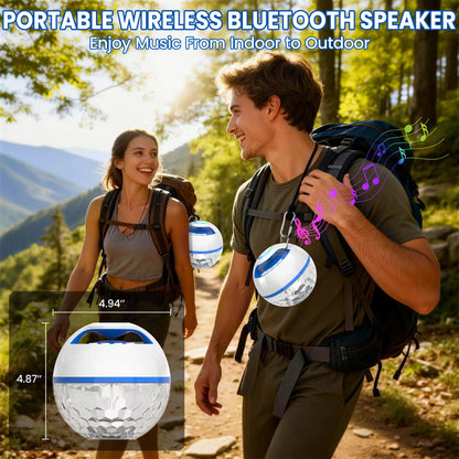 White 2-In-1 IP68 Waterproof Floating Bluetooth Speaker - Colorful LED Light, 360° Surround Stereo Audios, Hands-Free Portable Wireless Speaker with Charging & Connection Support for Pool, Hot Tub, Bass Speakers