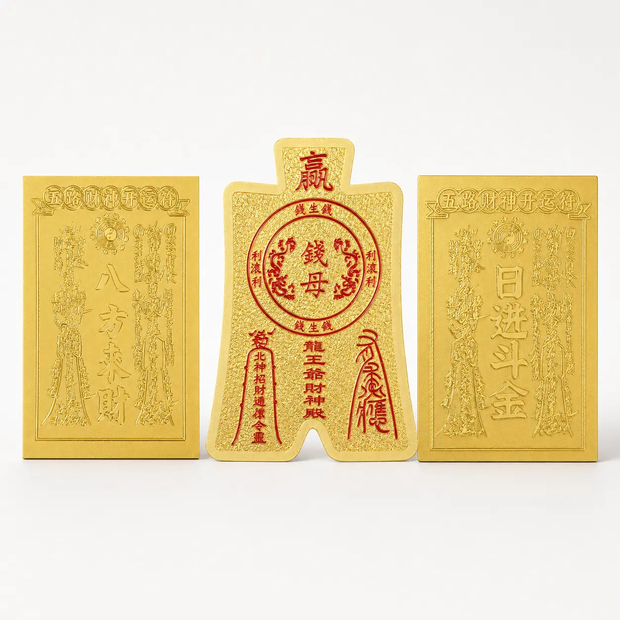 3D Metallic Gold-Tone Fengshui Talisman Sticker - Attract Wealth & Abundance for Mobile Phone Cases (4.4x6.6cm) - Stylish Coastal Sohochic Accessory