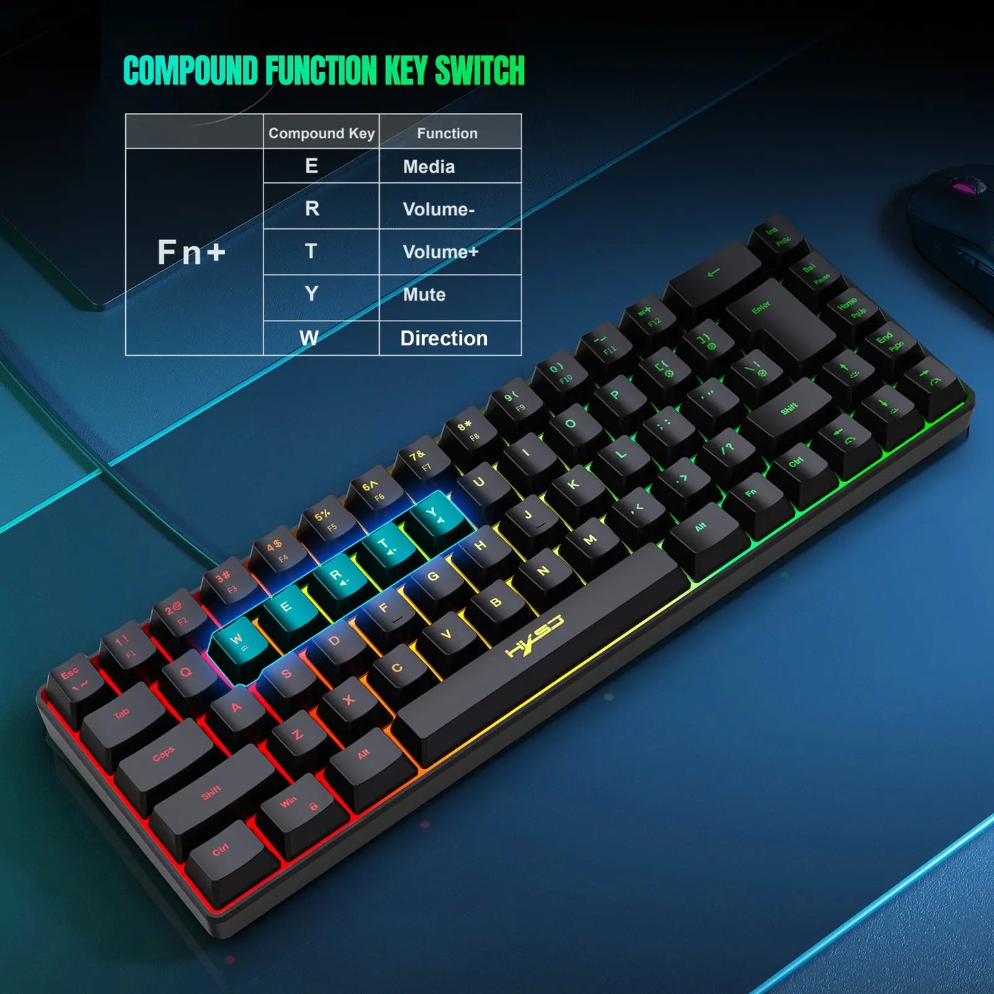Hxsj-68 Key Wired Membrane Keyboard + Wired Mouse Set, Ideal for Gaming and Office Use, Durable Design for Daily Tasks
