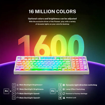 ZORNHER ZH980 95% Wireless Bluetooth Mechanical Gaming Keyboard, Black, Hot Swappable, Clicky, RGB Backlit, 2.4Ghz/Usb-C/Bt5.0, IMD Technology, Computer Peripherals, Gaming Items, Father'S Day Gift Idea, Back to School Shopping