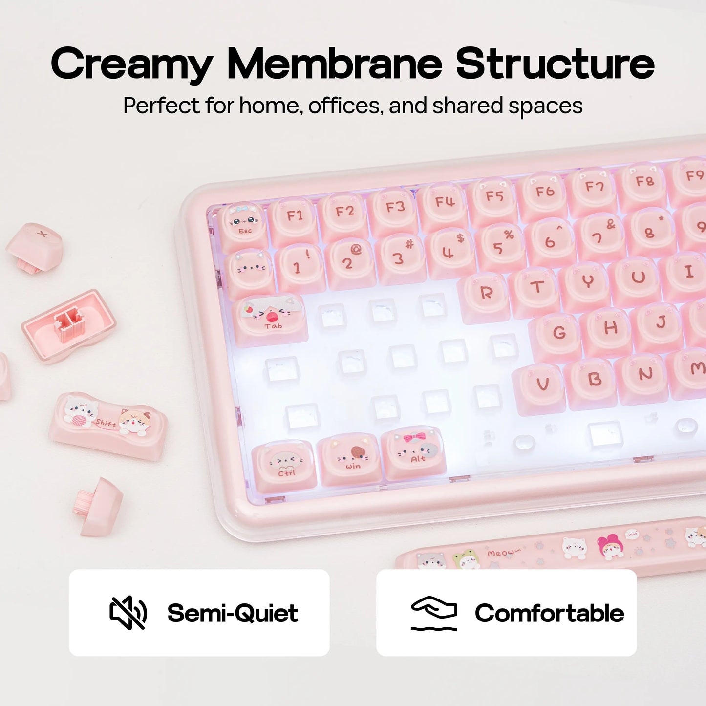 Mechlands X Maorbeng X100 PRO Membrane Keyboard with Number Pad, RGB Backlits, Wireless Computer Keyboard with 5000Mah Battery, BT/2.4G/USB-C Wired, 96% Layout for Windows/Mac/Pc