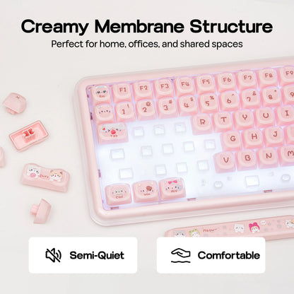 Mechlands X Maorbeng X100 PRO Membrane Keyboard with Number Pad, RGB Backlits, Wireless Computer Keyboard with 5000Mah Battery, BT/2.4G/USB-C Wired, 96% Layout for Windows/Mac/Pc