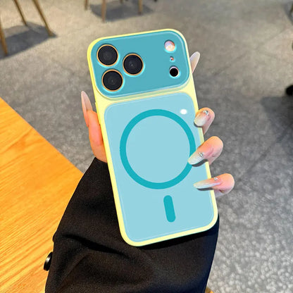 Dopamine Contrast Color Newly Upgraded with Magnetic Suction Suitable for Iphone17 16 15 14 13 plus Pro Max Magnetic Phone Case Contrast Color Full Lens Protection Compatible with Iphone 17 Pro Max Magnetic Phone Case No Paint Peeling, Anti-Fall An-Xs9527