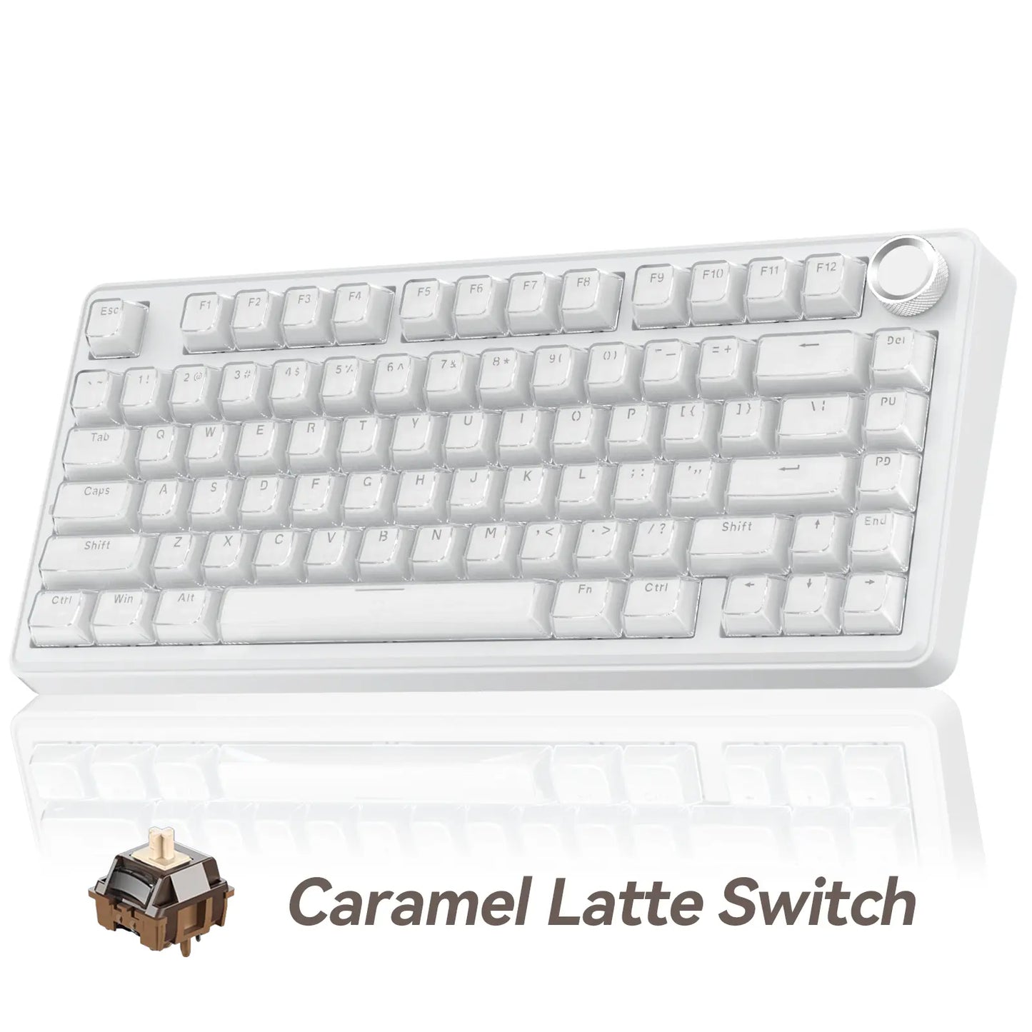 [New]Solakaka A75 Crystal White Wireless Keyboard, Cute RGB 75% Mechanical Keyboard, Tri-Mode Bluetooth/2.4G/Usb-C, Creamy Caramel Latte Linear Switch, Hot Swappable Aesthetic Keyboard for PC Mac Laptop,Back to School,Back to School Shopping