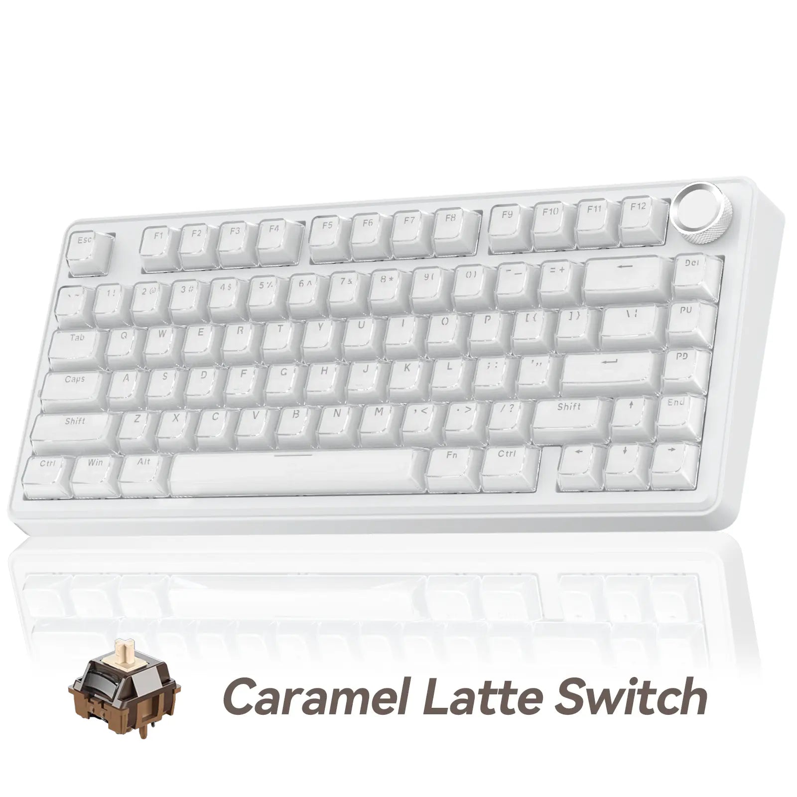 [New]Solakaka A75 Crystal White Wireless Keyboard, Cute RGB 75% Mechanical Keyboard, Tri-Mode Bluetooth/2.4G/Usb-C, Creamy Caramel Latte Linear Switch, Hot Swappable Aesthetic Keyboard for PC Mac Laptop,Back to School,Back to School Shopping