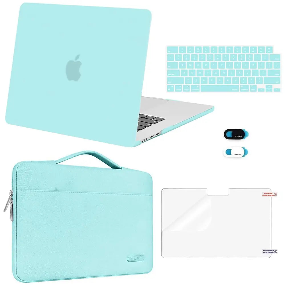 MOSISO Compatible with Macbook Air 15 Inch Case M5 2026 M4 2025 M3 M2 2024 2023 A3448 A3241 A3114 A2941,Protective Hard Shell&Carrying Sleeve Bag&Keyboard Cover&Webcam Cover&Screenfilm, School, Commuting, Daily Protection, Screen Protector, Plastic, Polyc