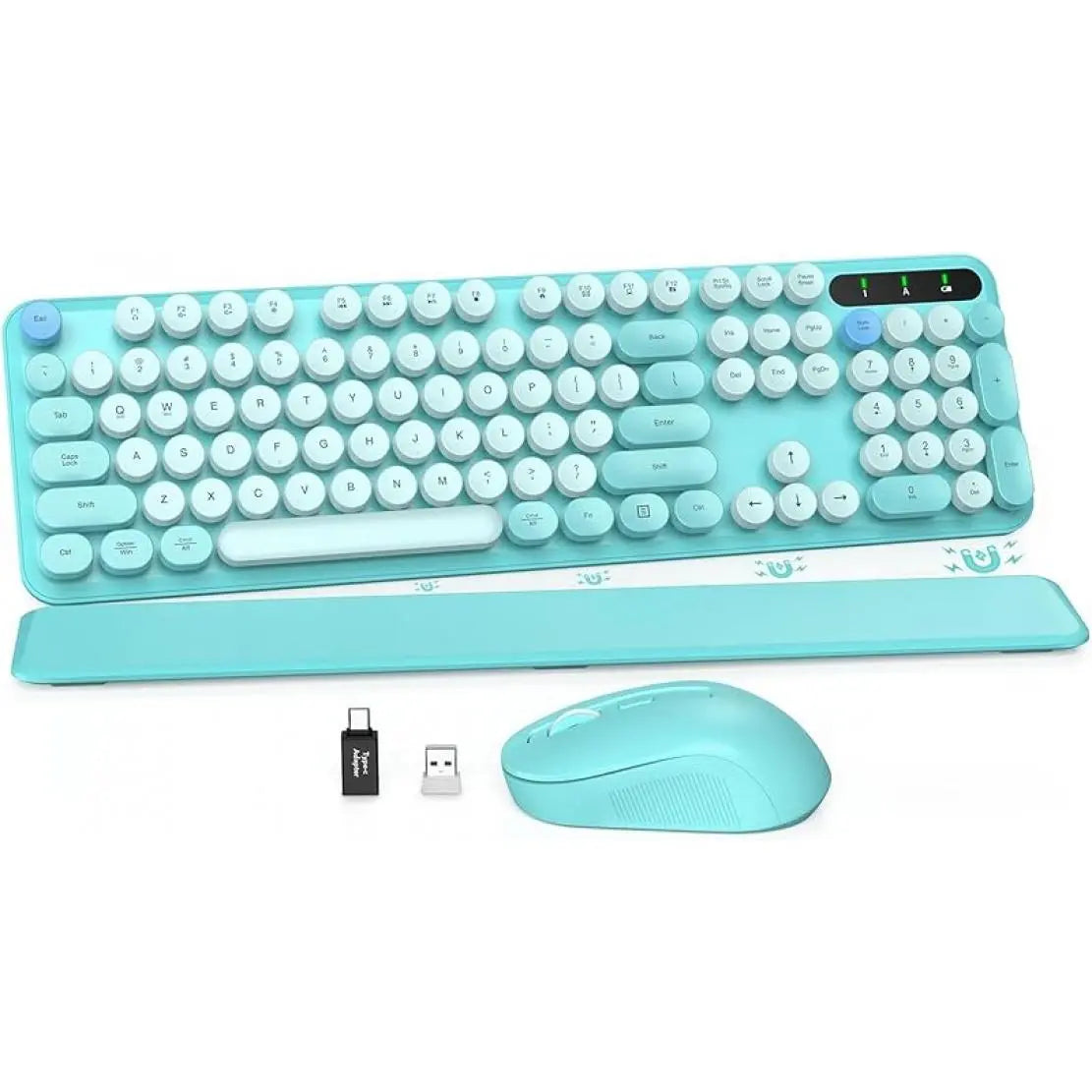 Chic Retro Wireless Keyboard and Mouse Combo - Colorful Round Keycaps, Comfortable Wrist Rest, Sleep Mode, and Multi-OS Compatibility for Mac/Windows (Pink)
