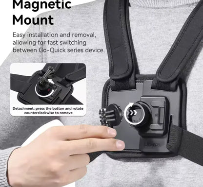 Adjustable Chest Mount Strap for Camera Phones - Secure Action Camera Holder with Clips
