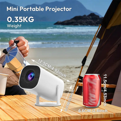 Mini Projector 350 ANSI Lumens, 720P Native Resolution with 4K Decoding | Android 13, Dual Wi-Fi 6, Bluetooth 5.2 | Auto Keystone Adjustment, 130" Screen for Home Cinema | Available in US Stock