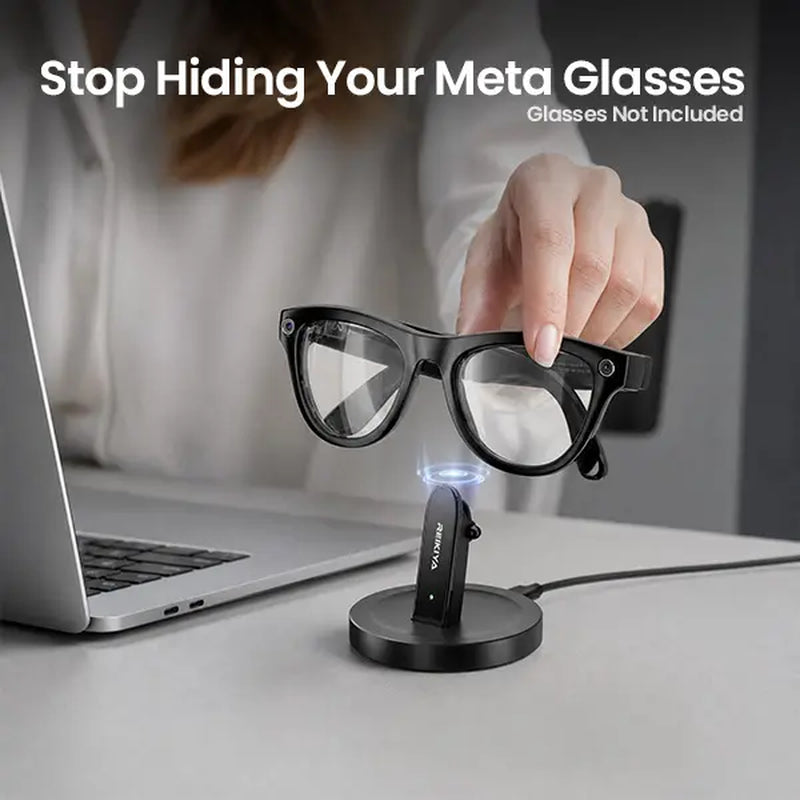 REIKIYA Meta Glasses Charging Stand, Magnetic Charging Dock for Ray-Ban Meta Gen 1 & 2, Drop & Charge Desktop Display Holder, Desk Setup Upgrade