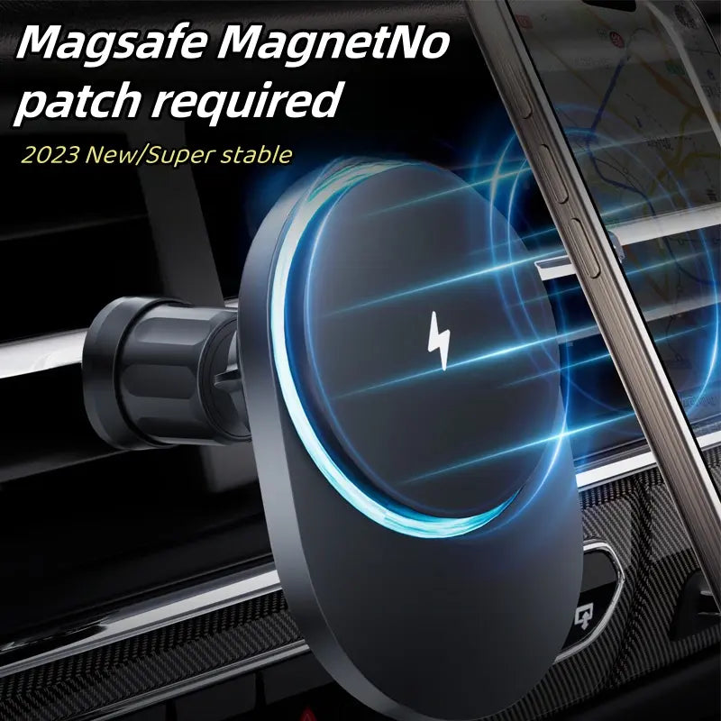 15W MagSafe Car Mount Wireless Charger for iPhone 15 with Powerful Magnets and Built-In Heat Dissipation, Adjustable Vent Magnetic Phone Holder for Fast Charging iPhone 15, 14, 13, 12