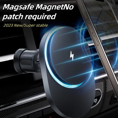 15W MagSafe Car Mount Wireless Charger for iPhone 15 with Powerful Magnets and Built-In Heat Dissipation, Adjustable Vent Magnetic Phone Holder for Fast Charging iPhone 15, 14, 13, 12