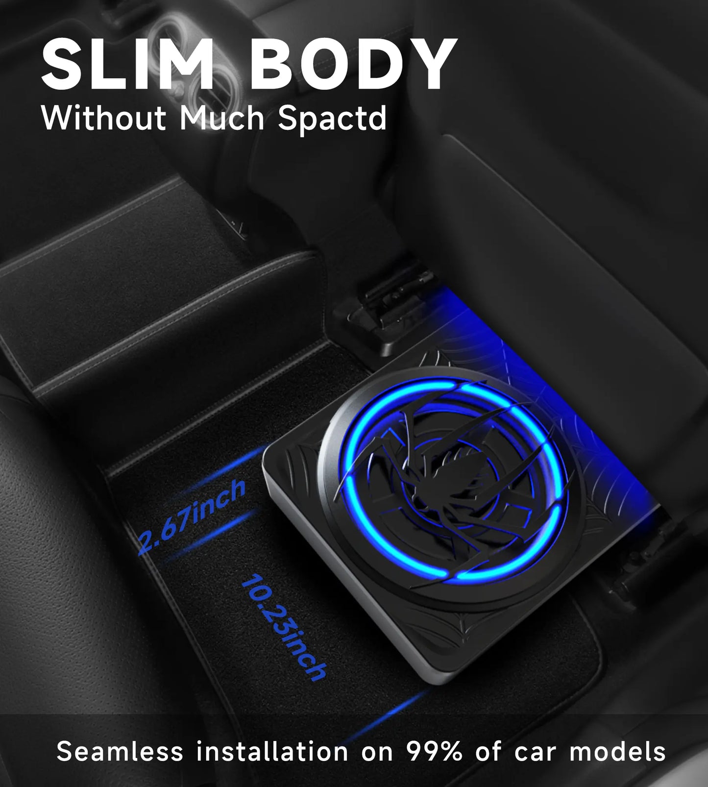 ECHOMUSSY 1200W Slim Underseat Car Subwoofer & Amplifier Package - Ambient Light, Car Stereo Speaker, Individual Low Pass/Gain/Boost Bass Control, Accessory for Truck, SUV, Cars, Car Interior Accessories