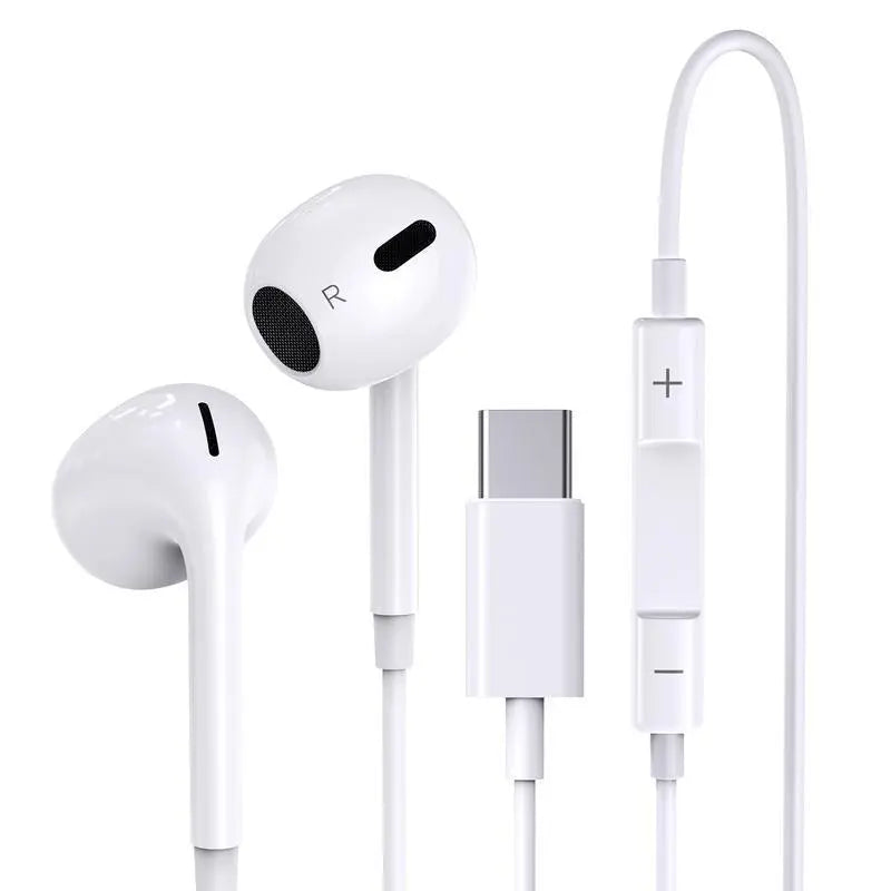 USB-C Earphones with Mic, Volume Control, Hifi Stereo - Compatible with Iphone 17/17 Pro/16/15, Samsung S25/S24/S23, Pixel 10/9, Oneplus & USB-C Phones