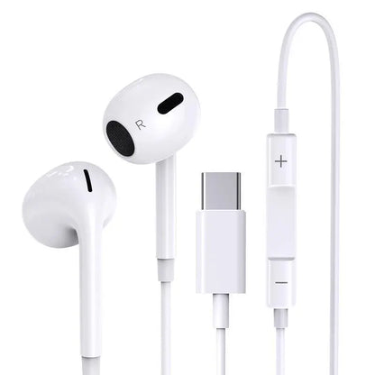 USB-C Earphones with Mic, Volume Control, Hifi Stereo - Compatible with Iphone 17/17 Pro/16/15, Samsung S25/S24/S23, Pixel 10/9, Oneplus & USB-C Phones