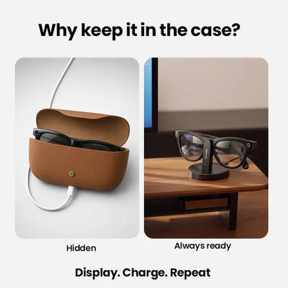 REIKIYA Meta Glasses Charging Stand, Magnetic Charging Dock for Ray-Ban Meta Gen 1 & 2, Drop & Charge Desktop Display Holder, Desk Setup Upgrade