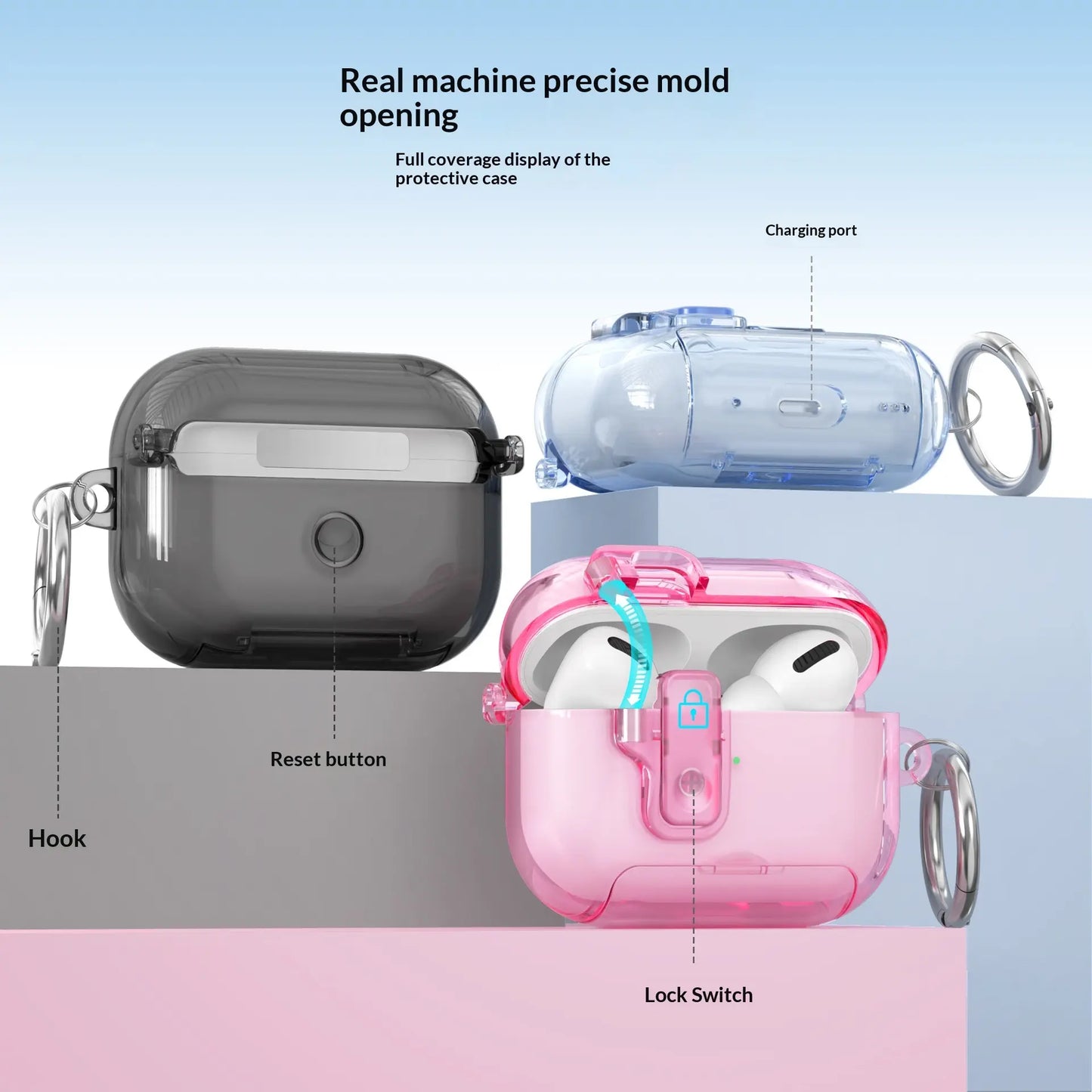Frosted Clear Airpods Case for Airpods 4 & Pro 2 & Pro 3 - Pop-Up Cover with Phone Stand, Semi-Transparent TPU Anti-Drop Shell Summerwins Airpods 4 Cases Airpods ,Free Ship,Free Ship Tiktokshopbacktoschool,Back to School,Back to School Haul