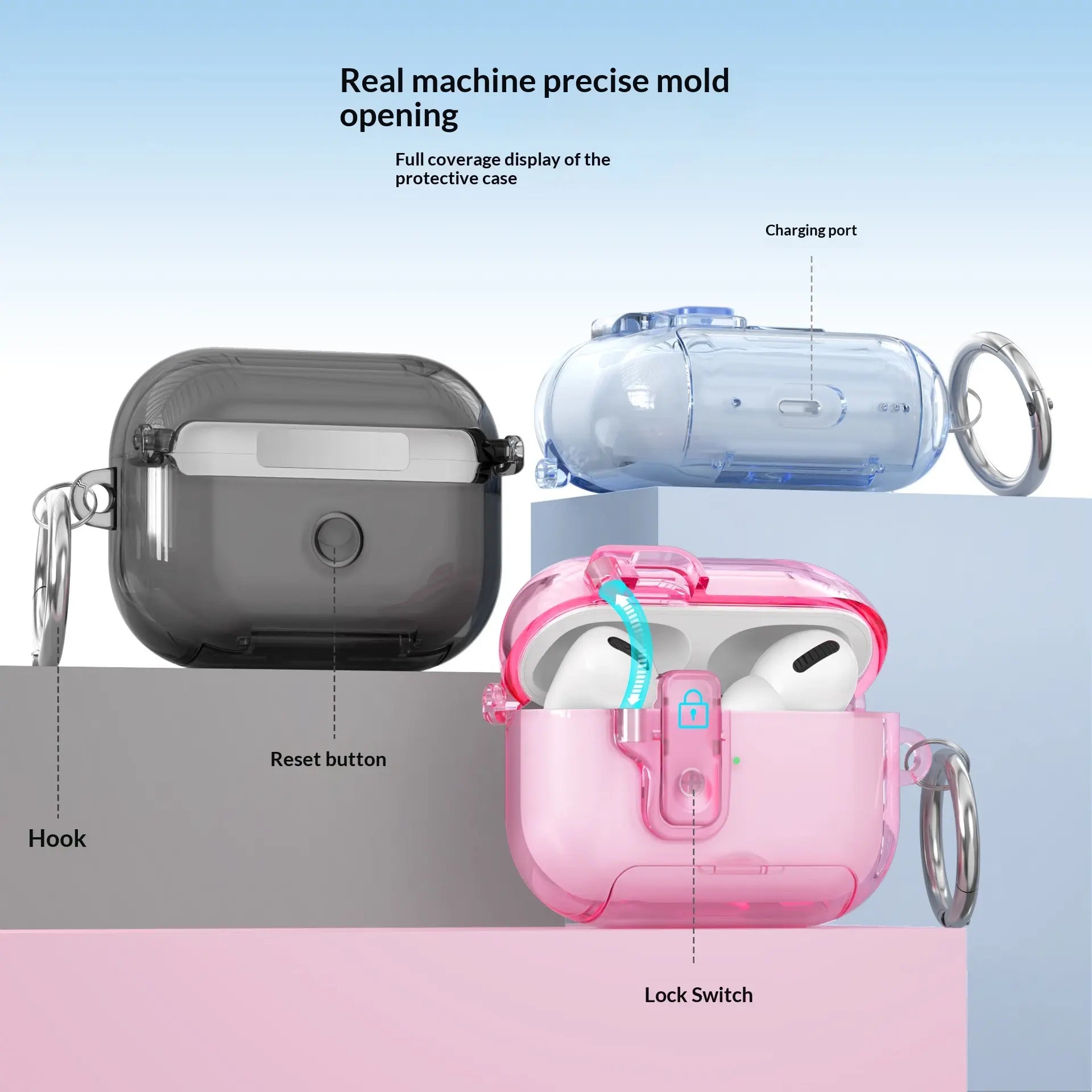 Frosted Clear Airpods Case for Airpods 4 & Pro 2 & Pro 3 - Pop-Up Cover with Phone Stand, Semi-Transparent TPU Anti-Drop Shell Summerwins Airpods 4 Cases Airpods ,Free Ship,Free Ship Tiktokshopbacktoschool,Back to School,Back to School Haul