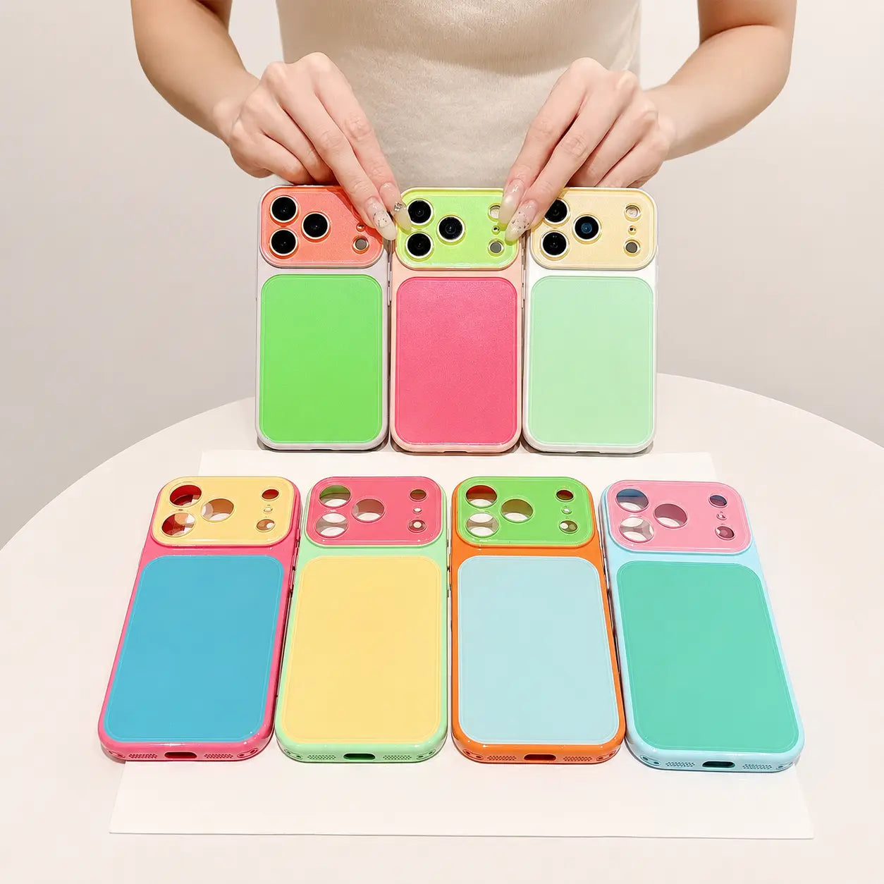 Glossy Dopamine Style Two-Tone Candy Color Phone Case for Iphone 17 16 15 14 Pro Max, Slim Hard Back Cover, Shockproof Protective Case for Women Girls,Back to School,Back to School Haul