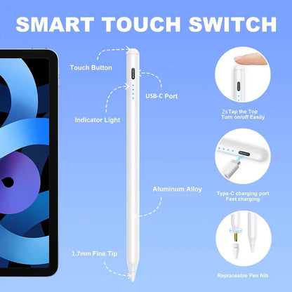 Apple Ipad Touch Pen for 2018-2026 Models, 30-Minute Charge, Magnetic Stylus, Writing, Compatible with Ipad Pro/Air/Mini, Ipad Pens