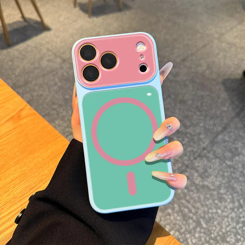 Dopamine Contrast Color Newly Upgraded with Magnetic Suction Suitable for Iphone17 16 15 14 13 plus Pro Max Magnetic Phone Case Contrast Color Full Lens Protection Compatible with Iphone 17 Pro Max Magnetic Phone Case No Paint Peeling, Anti-Fall An-Xs9527