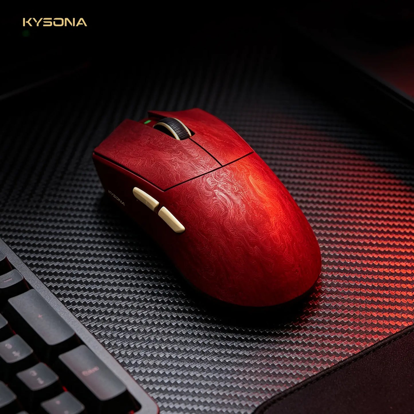 KYSONA Jupiter X Ultra Wireless Gaming Mouse - Carbon Fiber, 61G Ultra Light, PAW3950 30000 DPI Sensor, 70M Omron Optical Switches, 8000Hz Polling Rate, Wired-Wireless-Bluetooth 3 Modes, for Pc/Office & Pro Gamers, Gamer Stuff