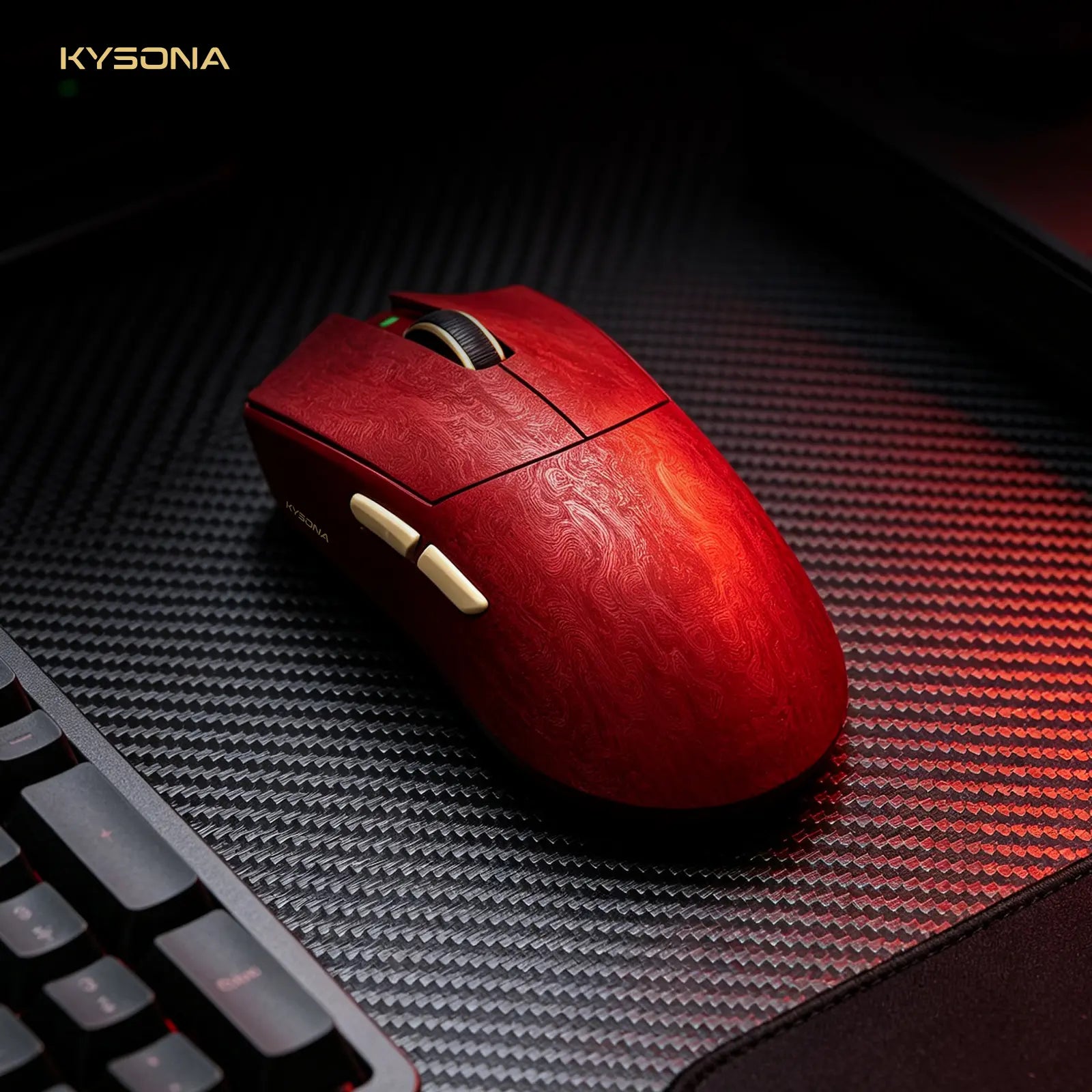KYSONA Jupiter X Ultra Wireless Gaming Mouse - Carbon Fiber, 61G Ultra Light, PAW3950 30000 DPI Sensor, 70M Omron Optical Switches, 8000Hz Polling Rate, Wired-Wireless-Bluetooth 3 Modes, for Pc/Office & Pro Gamers, Gamer Stuff