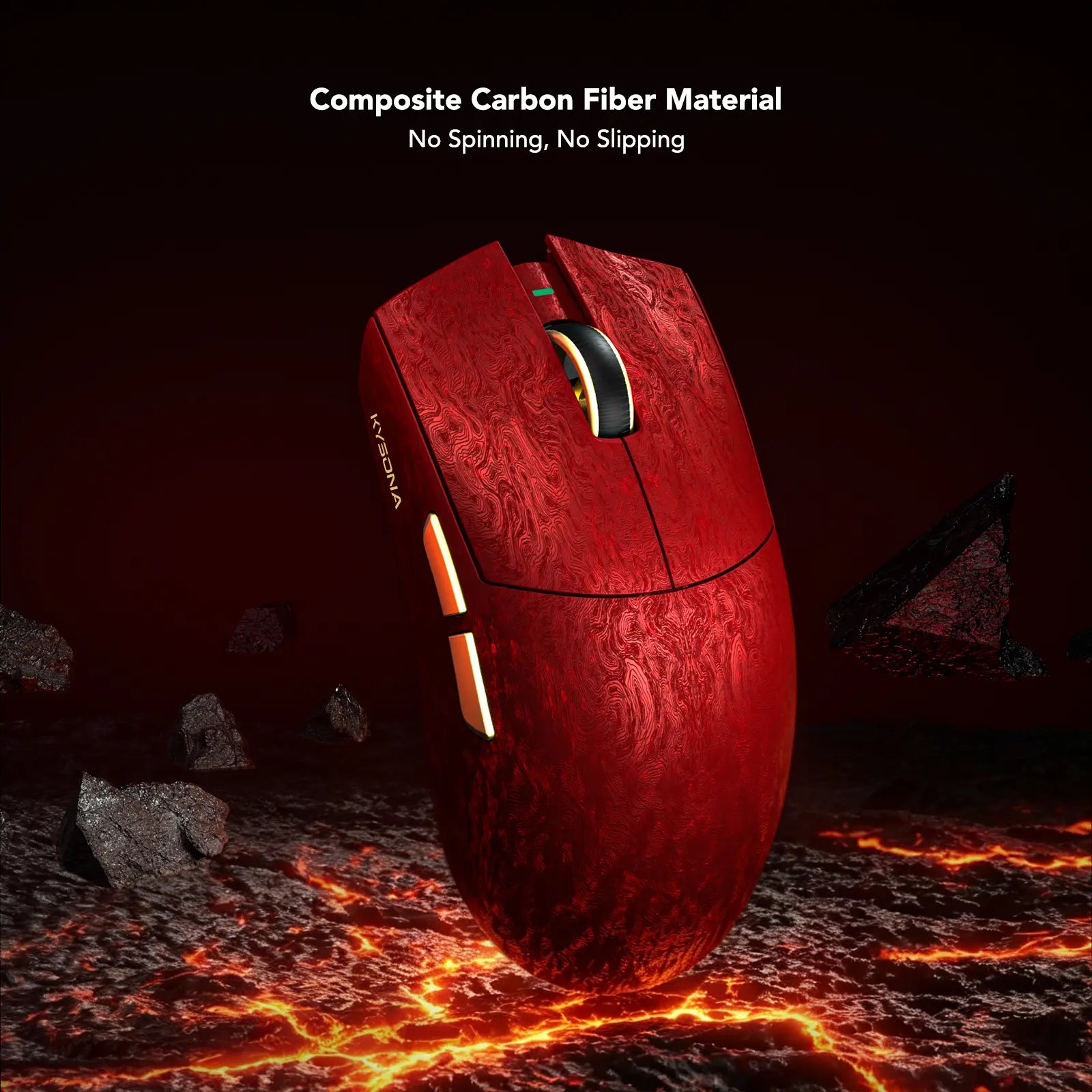 KYSONA Jupiter X Ultra Wireless Gaming Mouse - Carbon Fiber, 61G Ultra Light, PAW3950 30000 DPI Sensor, 70M Omron Optical Switches, 8000Hz Polling Rate, Wired-Wireless-Bluetooth 3 Modes, for Pc/Office & Pro Gamers, Gamer Stuff