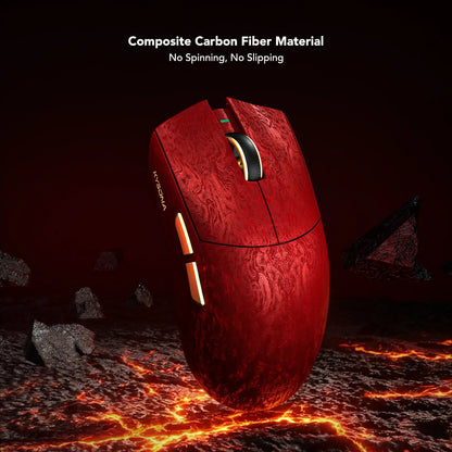KYSONA Jupiter X Ultra Wireless Gaming Mouse - Carbon Fiber, 61G Ultra Light, PAW3950 30000 DPI Sensor, 70M Omron Optical Switches, 8000Hz Polling Rate, Wired-Wireless-Bluetooth 3 Modes, for Pc/Office & Pro Gamers, Gamer Stuff