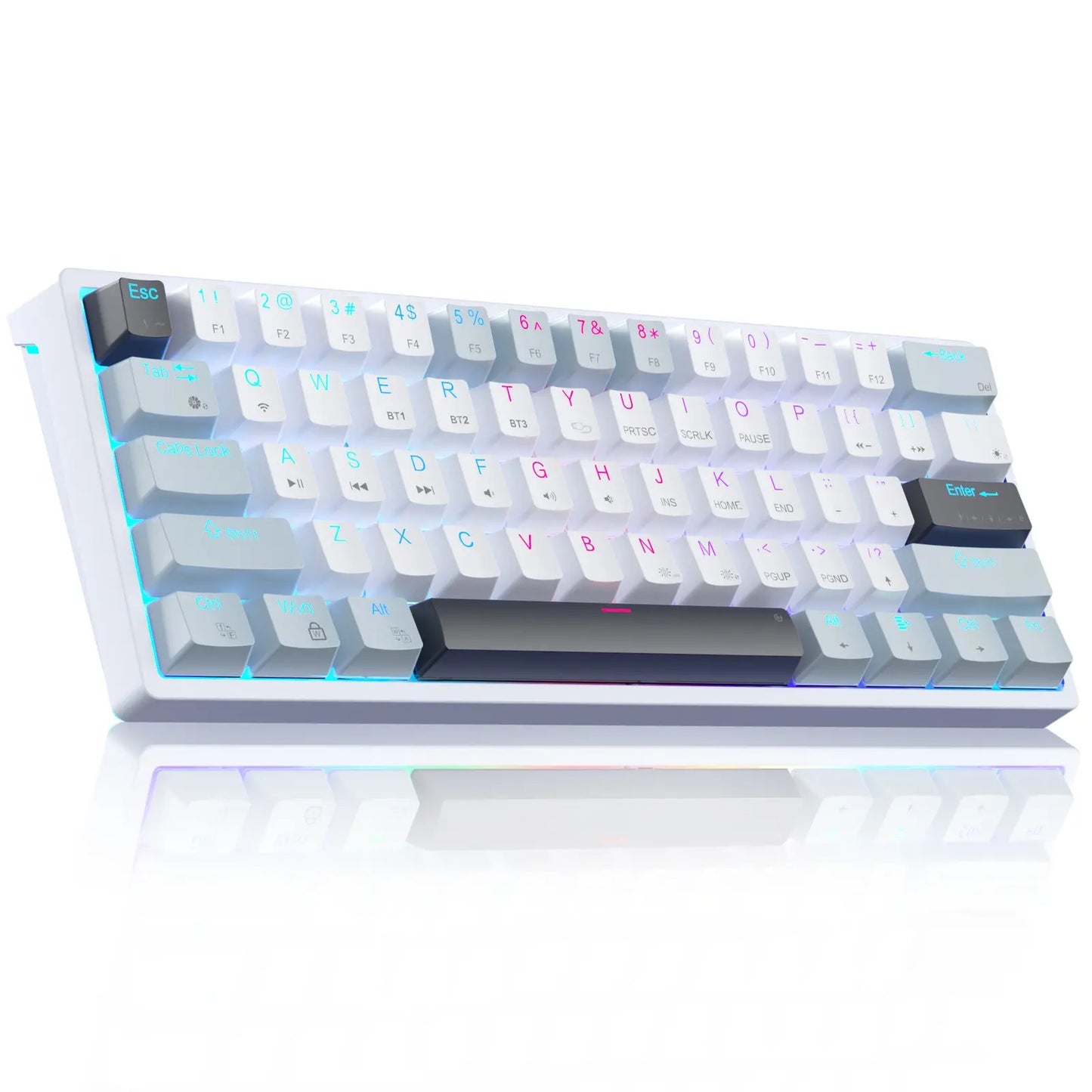 Solakaka SK961 Tri-Mode Wireless Mechanical Keyboard, 60% Compact RGB Gaming Keyboard with Bluetooth 2.4G USB-C, Affordable Programmable Keyboard for Gaming Office