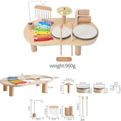 Deluxe Wooden Drum & Xylophone Toy Set for Toddlers - Fun Educational Musical Percussion for Kids Ages 1-3+