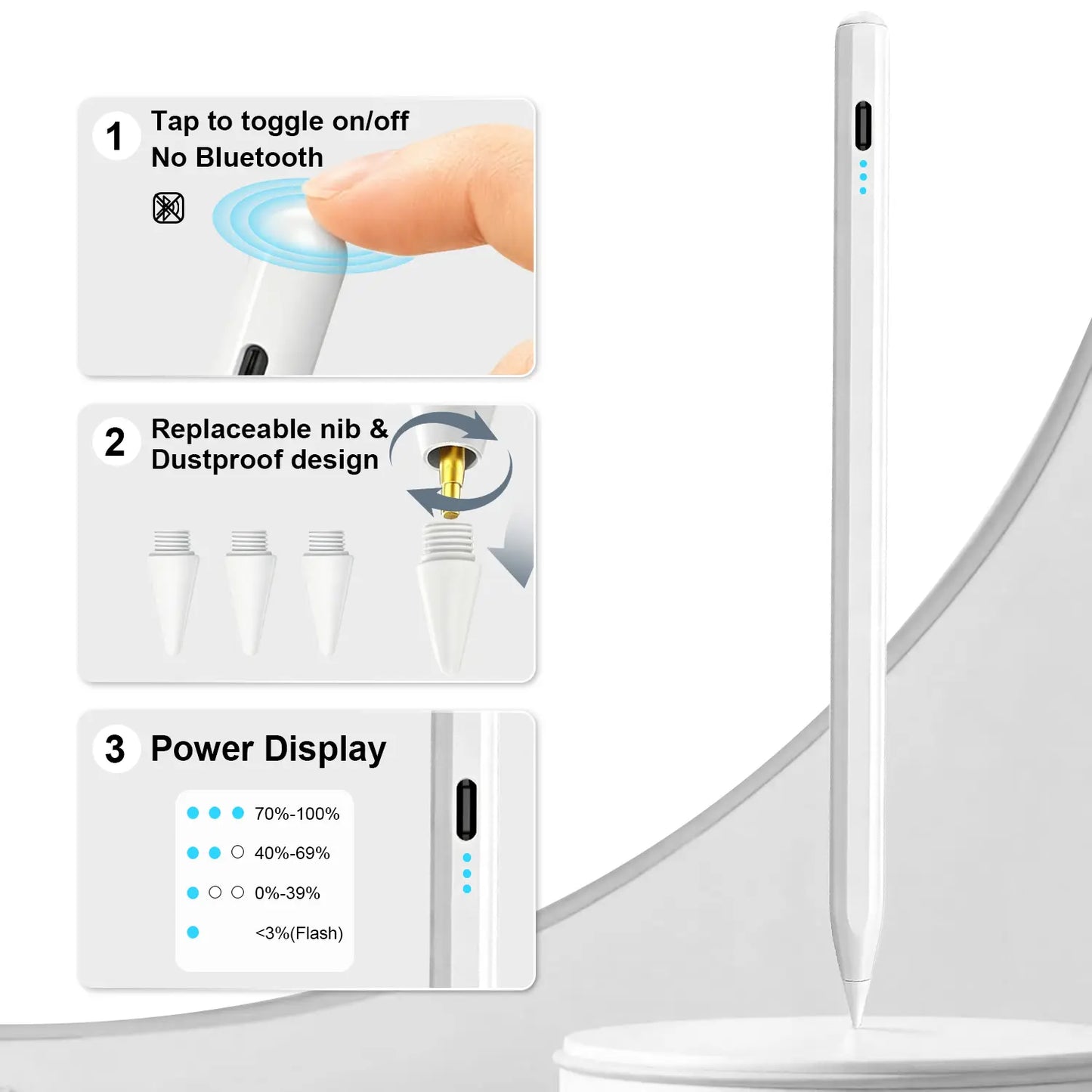 Stylus Pen for Ipad(2018-2026)-2X Fast Charge with Tilt Sensitivity & Palm Rejection for Ipad 11/10/9/8/7/6Th Gen, Air 5/4/3/M4/M3/M2, Pro 13"/12.9"/11"/M4, Mini 7/6/5Th Backtoschool