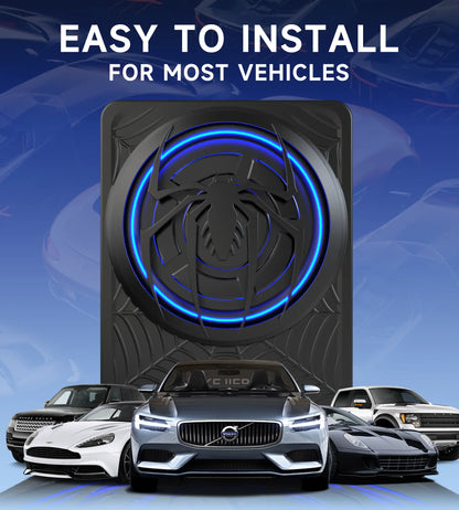 ECHOMUSSY 1200W Slim Underseat Car Subwoofer & Amplifier Package - Ambient Light, Car Stereo Speaker, Individual Low Pass/Gain/Boost Bass Control, Accessory for Truck, SUV, Cars, Car Interior Accessories