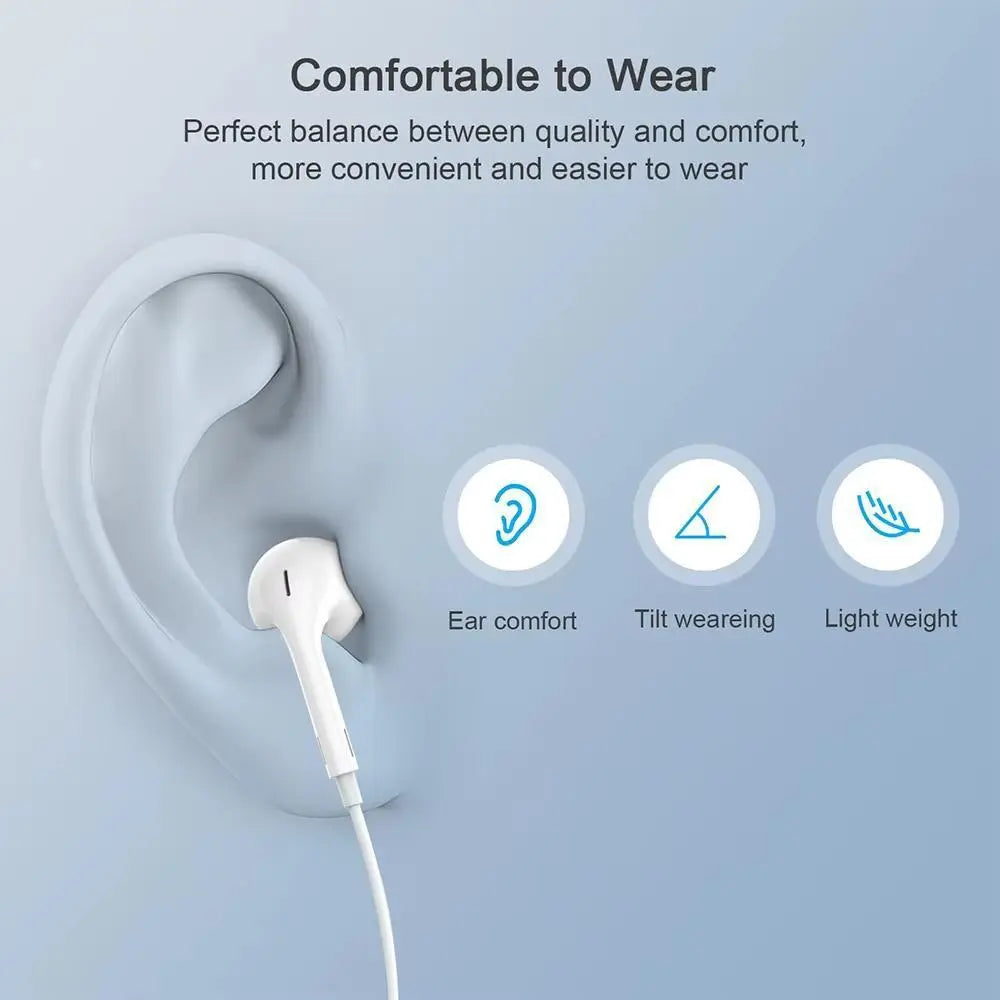 USB-C Earphones with Mic, Volume Control, Hifi Stereo - Compatible with Iphone 17/17 Pro/16/15, Samsung S25/S24/S23, Pixel 10/9, Oneplus & USB-C Phones