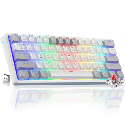 Solakaka SK961 Tri-Mode Wireless Mechanical Keyboard, 60% Compact RGB Gaming Keyboard with Bluetooth 2.4G USB-C, Affordable Programmable Keyboard for Gaming Office