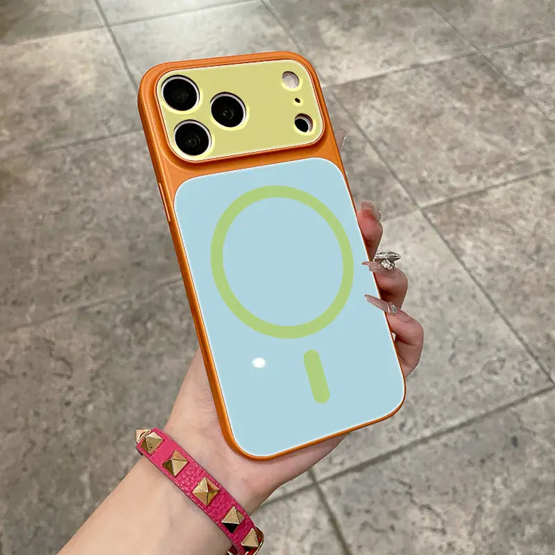 Dopamine Contrast Color Newly Upgraded with Magnetic Suction Suitable for Iphone17 16 15 14 13 plus Pro Max Magnetic Phone Case Contrast Color Full Lens Protection Compatible with Iphone 17 Pro Max Magnetic Phone Case No Paint Peeling, Anti-Fall An-Xs9527