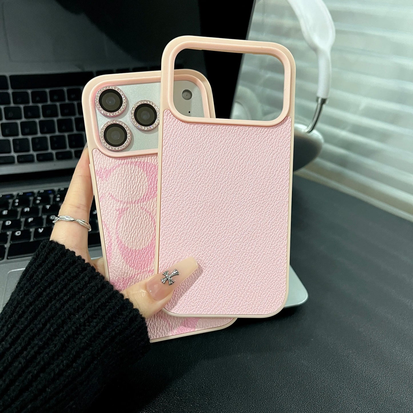 Patterned Leather Iphone Case - Phone Accessories for Iphone 13-17 Series (13,14,15 Pro Max,16 Plus,17 Pro Max Included) - High-End Unisex Accessory with Raised Bezels Enhanced Protection, Festive Gift Pick