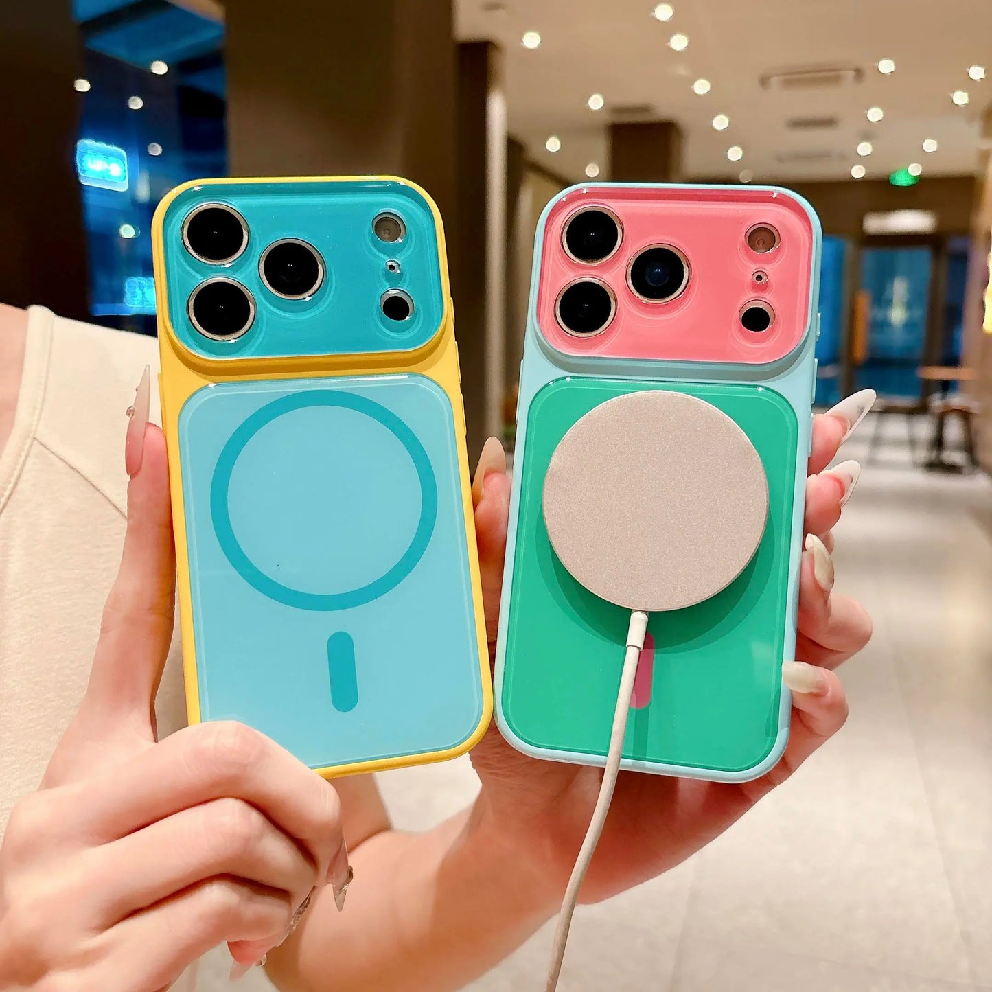 Dopamine Contrast Color Newly Upgraded with Magnetic Suction Suitable for Iphone17 16 15 14 13 plus Pro Max Magnetic Phone Case Contrast Color Full Lens Protection Compatible with Iphone 17 Pro Max Magnetic Phone Case No Paint Peeling, Anti-Fall An-Xs9527