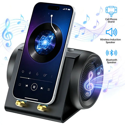 XHJ Portable Wireless BT Speaker with 3-In-1 Mobile Phone Mount, USB-C Compatible Audio Device, Fits Smartphones/Tablets, for Home & Car Use, Ideal Gift for Family, Bluetooth Speaker