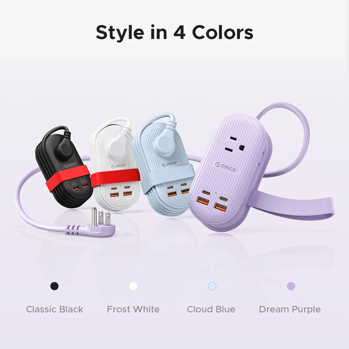 ORICO 7-In-1 Travel Power Strip - 65W Fast Charging with 2 Outlets & 4 USB Ports - Perfect Compact Multi-Device Charger for Cruises & Dorms - Ideal Mother's Day Gift