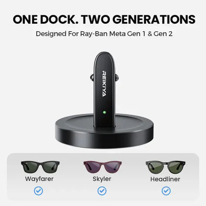 REIKIYA Meta Glasses Charging Stand, Magnetic Charging Dock for Ray-Ban Meta Gen 1 & 2, Drop & Charge Desktop Display Holder, Desk Setup Upgrade