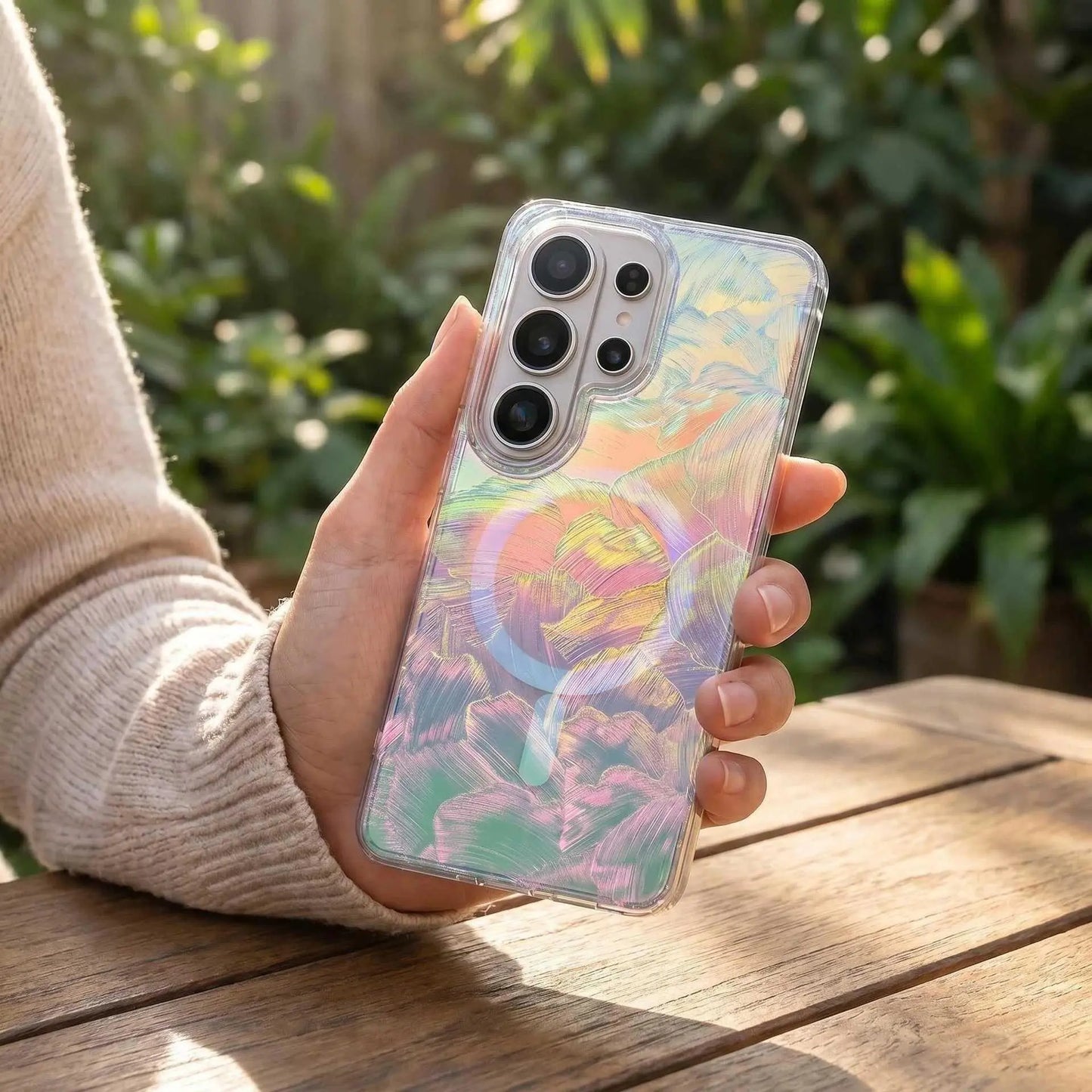 For Samsung Galaxy S26 Magnetic Phone Case IMD Process Mother-Of- Color Plating for S26 Ultra Iridescent Gradient HNX18PLXC