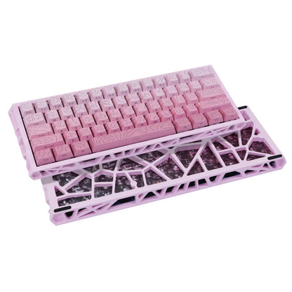 61-Key Gaming Keyboard — Desktop Setup: Gradient Color Scheme, Hot-Swappable Hollow Design, RGB Backlighting, Ultra-Compact Wired Design, Red Switches, Compatible with Windows/Macos, Suitable for Office and Gaming
