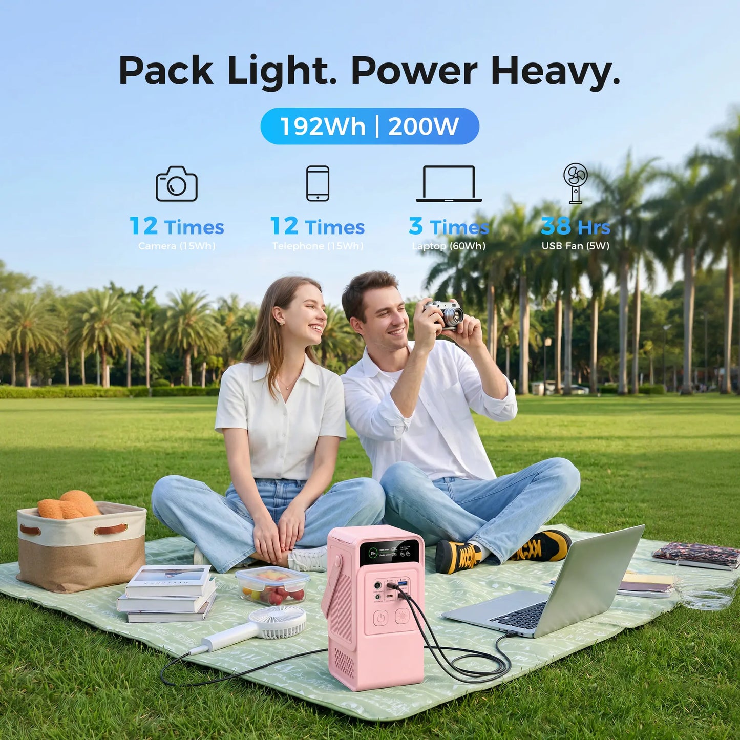 [Tiktokshopbacktoschool]Ctolity AP200 Portable Power Bank 192Wh 200W Lifepo4 Battery 4000+ Cycle 140W Fast Charging LED DC Solar 150W, Accessories, Mobile