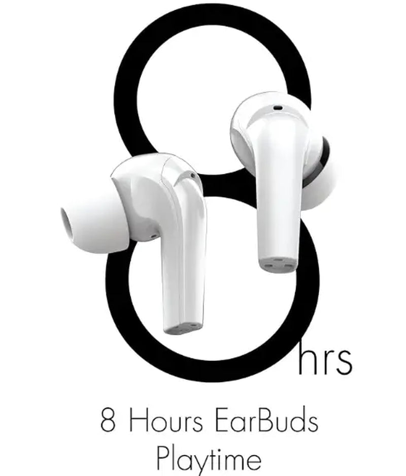 NUU Buds A - Wireless Active Noise Cancelling Earbuds with ENC Voice Call Reduction, 30 Hours Playtime, and Sleek Pearl White Design