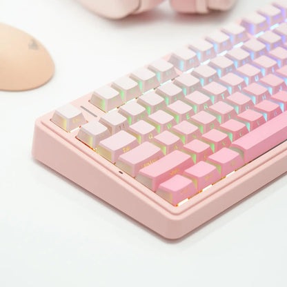 AULA F75 Pro Pink Aesthetic Bluetooth Keyboard - Creamy Silent Mechanical Keyboard with 3-Side Glow RGB Keycaps, Customizable Switches for Cute Desk Setup, Creamy Keyboard,Back to School,Back to School Haul